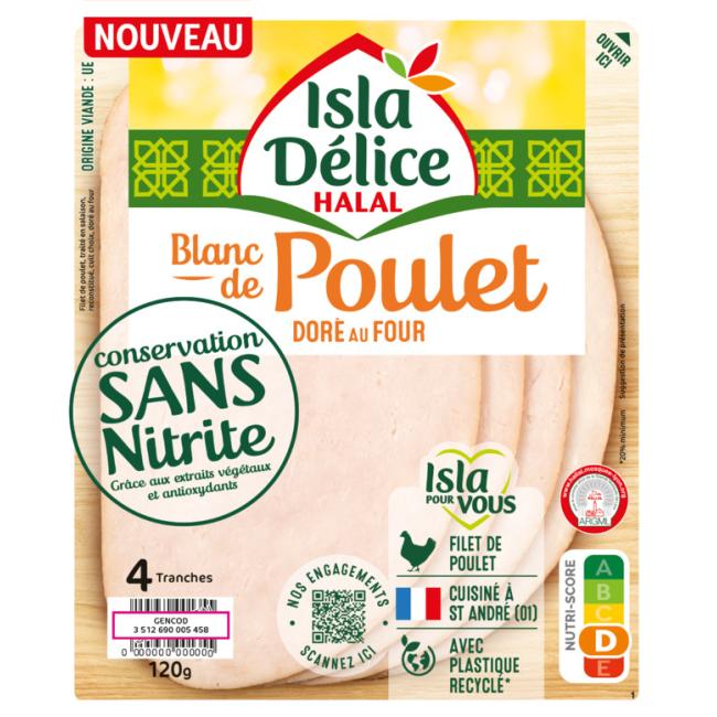 Blanc de poulet doré au four Sans Nitrite 4 tranches