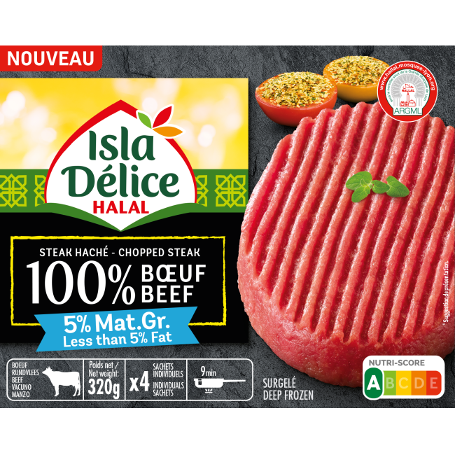 4 Steaks Hachés 100% Bœuf 5% MG 320g