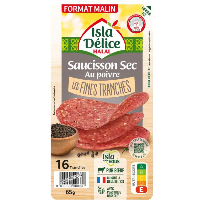 Saucisson sec au poivre Les fines tranches 16tr 65g
