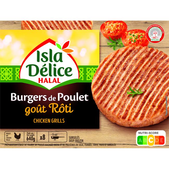 8 Burgers de poulet  goût rôti 560g