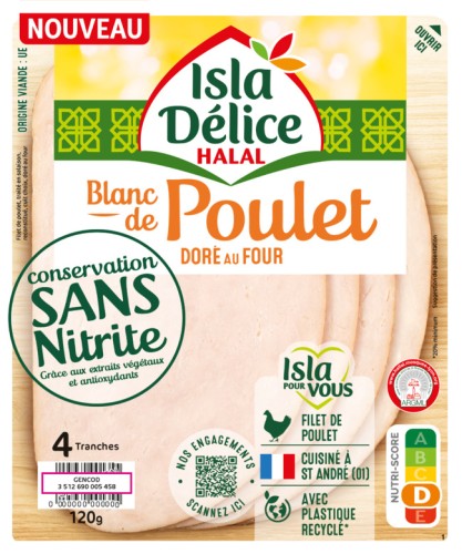 Blanc de poulet doré au four Sans Nitrite 4 tranches