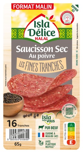 Saucisson sec au poivre Les fines tranches 16tr 65g