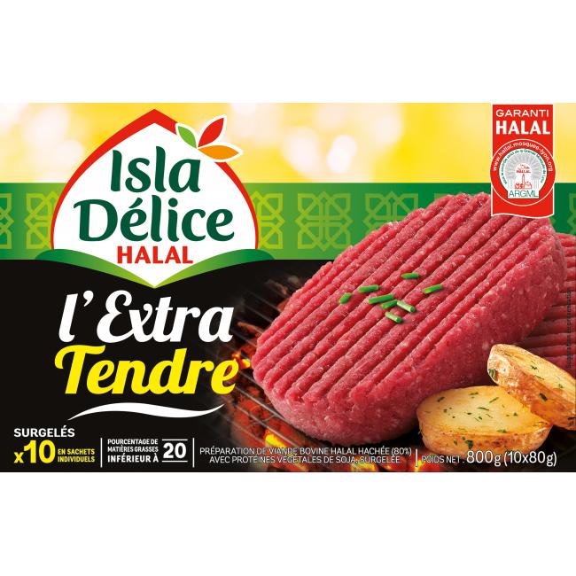 ISLA DELICE Extra tendre viande haché halal 10 pièces 800g pas