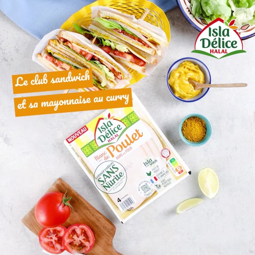 Club sandwich et sa mayonnaise au curry et citron vert