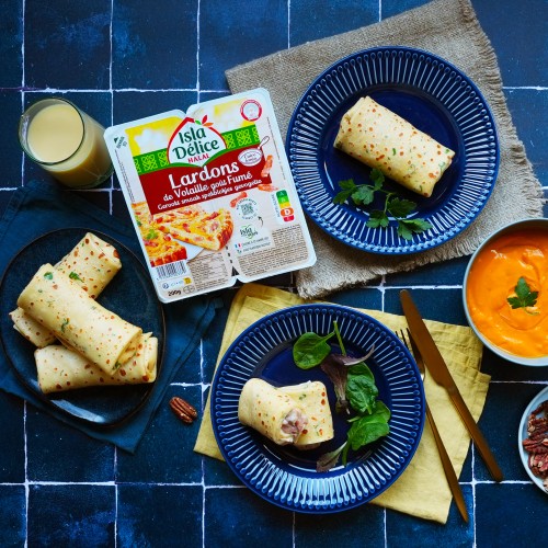 recette Cr&ecirc;pes farcies aux lardons de volaille halal