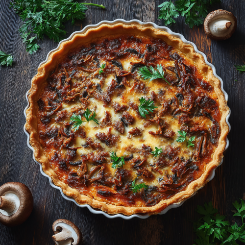 Quiche aux légumes et à la viande hachée