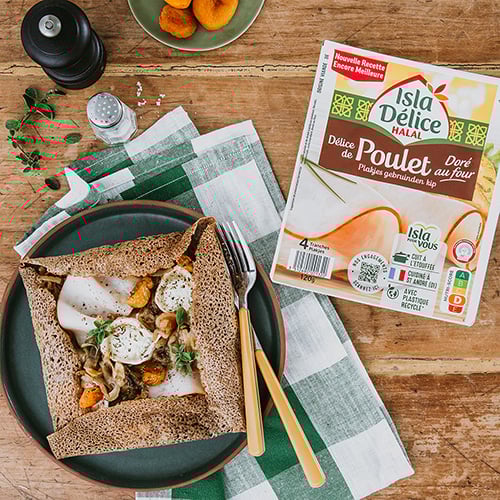 recette Recette de la galette à la compotée d’oignons et abricots et au Délice Doré au four Isla Délice