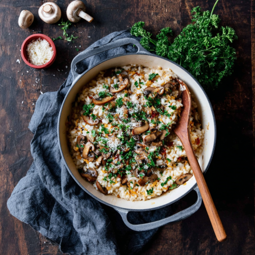 recette Risotto halal au poulet et champignons