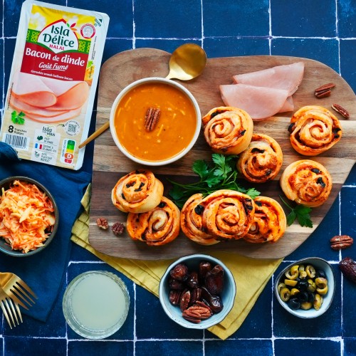 recette Roul&eacute; fa&ccedil;on pizza au bacon halal  