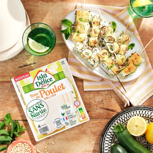 recette Roulés de courgette et jambon de poulet halal