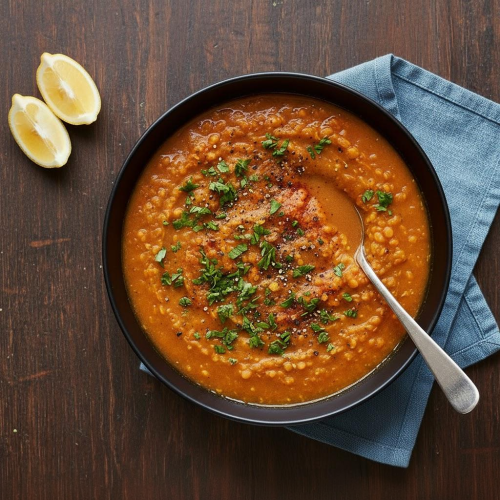 Soupe de lentilles libanaise au poulet et au citron